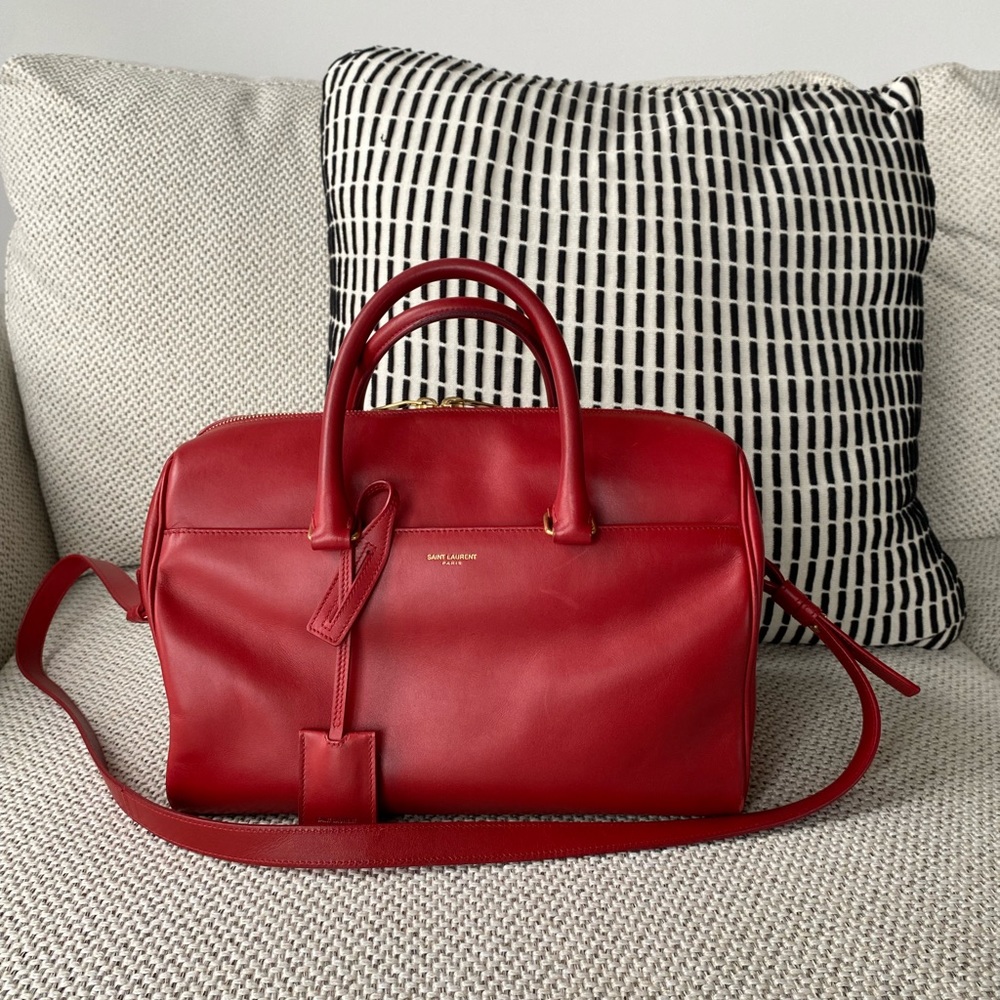 Saint Laurent Paris Baby Duffle Leather Red